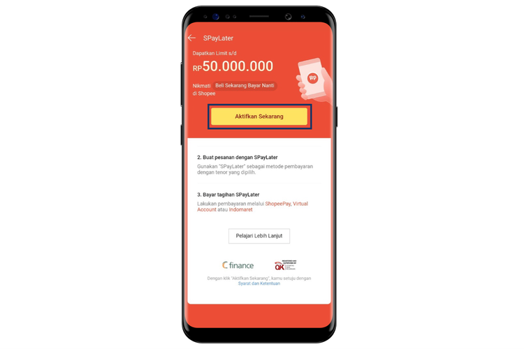Ilustrasi cara mengaktifkan ShopeePayLater.