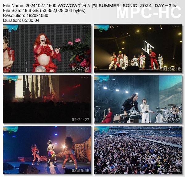 [TV-Variety] SUMMER SONIC 2024 DAY-2 (WOWOW Prime 2024.10.27)