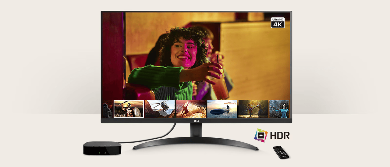 Tela 4K UHD com tecnologia HDR10 exibindo cena vibrante
