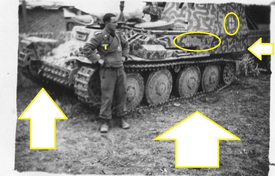 WW II Foto Panzerjäger Märder Tarnung Kennung 21