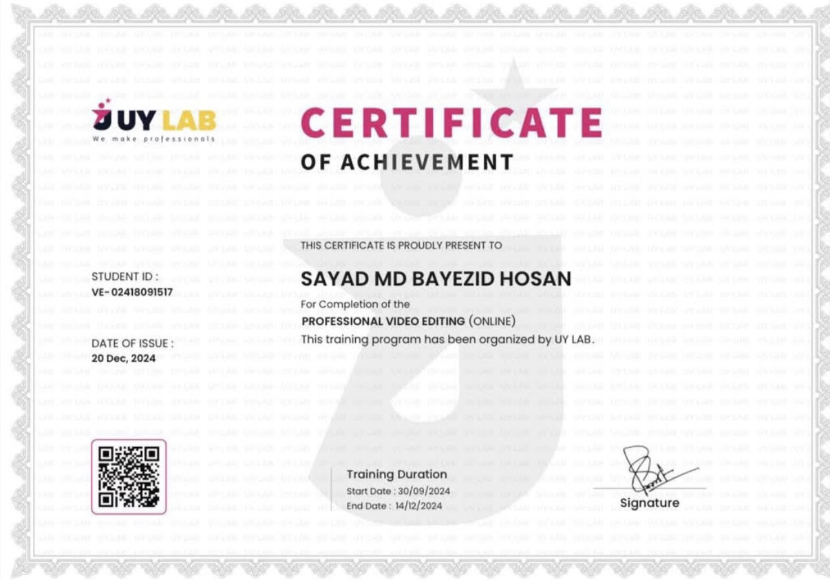Video Editing Certificate