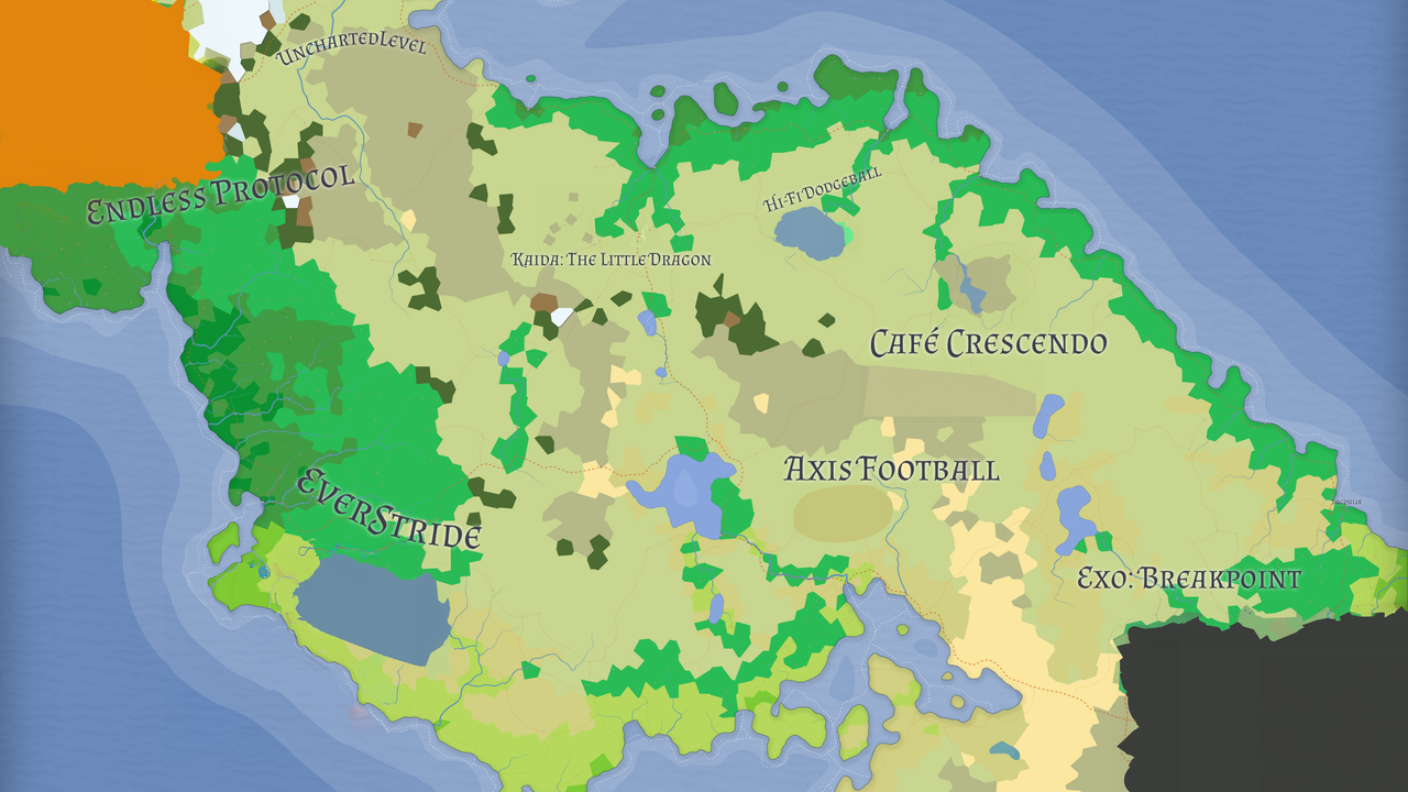 Stylized world map with pins that open project pages