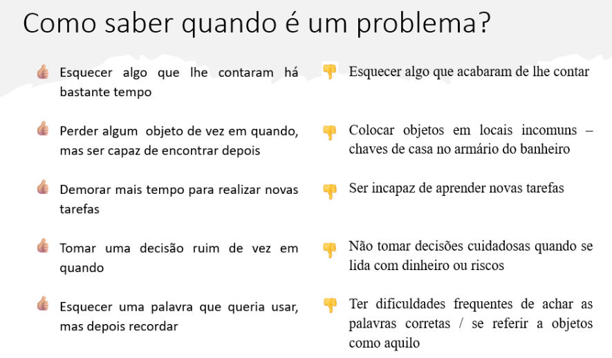 Diferença entre esquecimentos normais e sinais de alerta