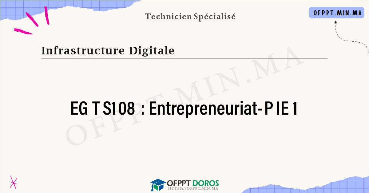 Sommaire détaillé du cours Entrepreneuriat-PIE 1 EGTS108 OFPPT - Structure du module