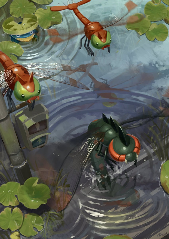 lotad-yanmega-and-yanma-pokemon-drawn-by