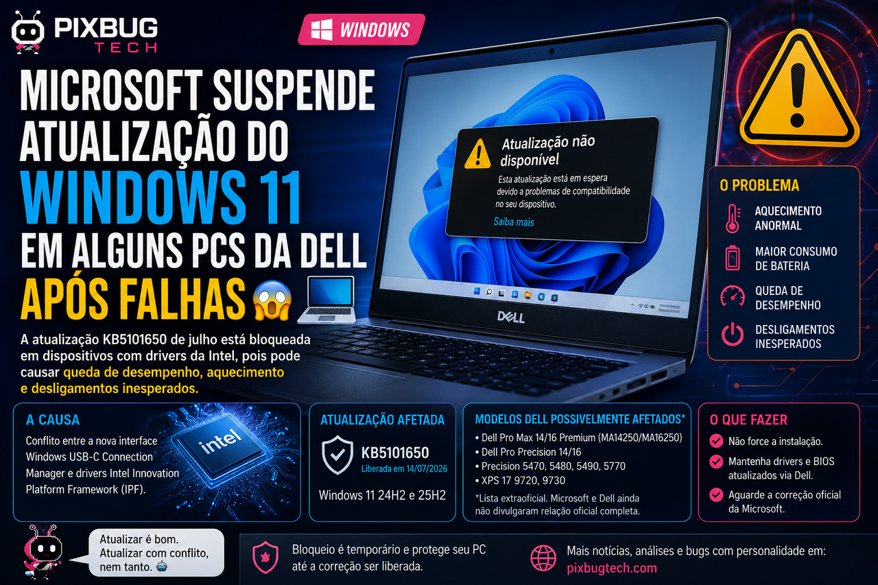 Microsoft bloqueia atualização do Windows 11 em PCs Dell após falha causar aquecimento e desligamentos