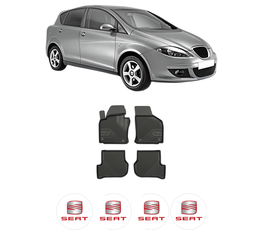 Set covorase presuri SEAT TOLEDO III (5P2) din 2004-2009, auto, din cauciuc thermoplastic, 4 Stickere auto cu SEAT