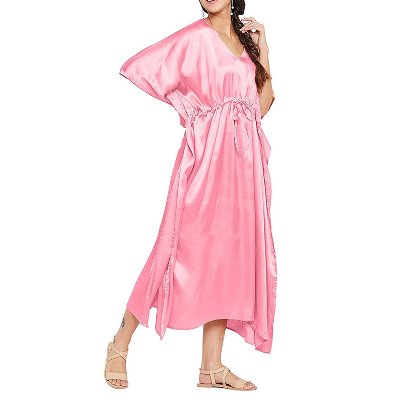Women Satin Silk Nightdress Lingerie Sleepwear Nightgown Maxi Robe Loungewear - Picture 50 of 125