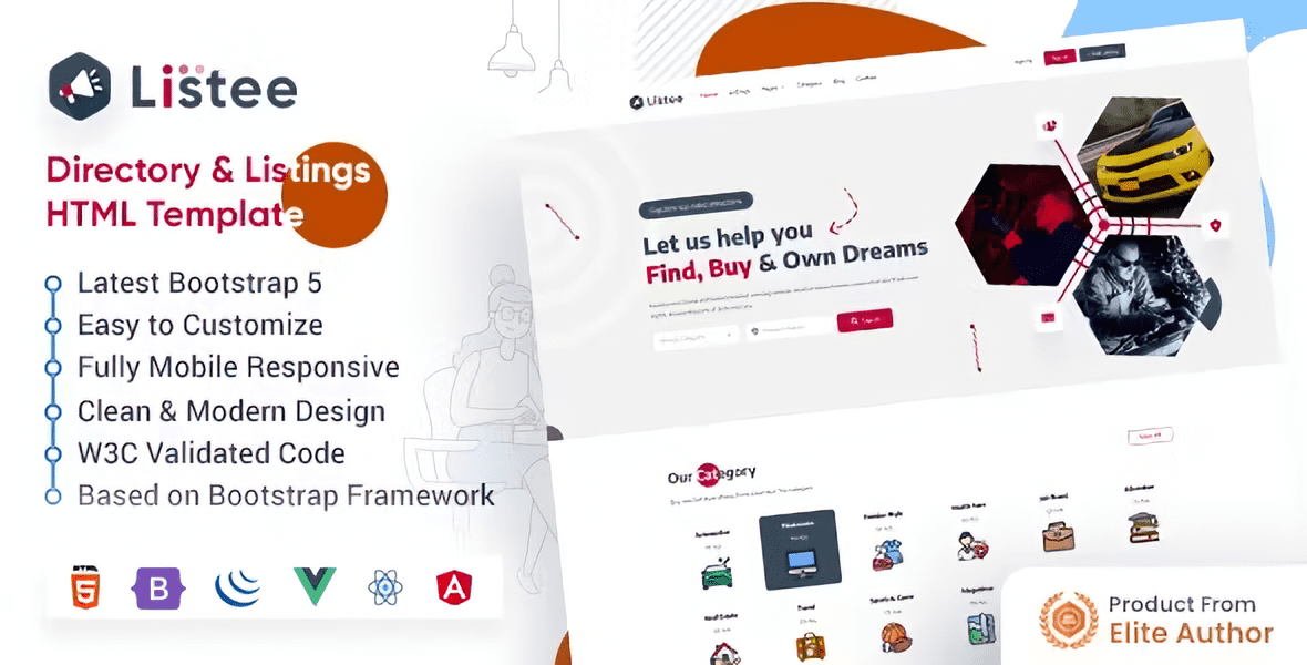 Listee - Classified Ads & Directory Listing Template (HTML + Angular ...