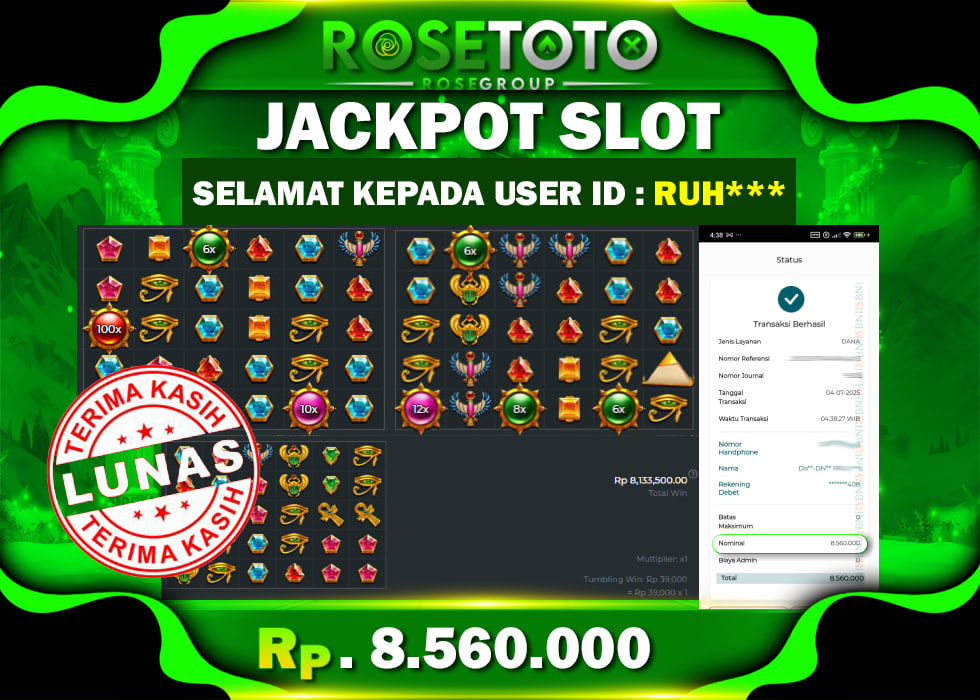 ROSETOTO JACKPOT SLOT PYRAMID BONANZA Rp.8.560.000.,- LUNAS