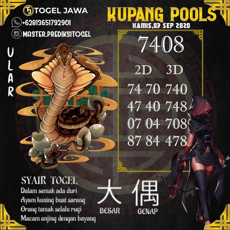 Prediksi KupangPool Tanggal 2020-09-03