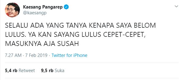 Alasan Kaesang kenapa lulusnya lama