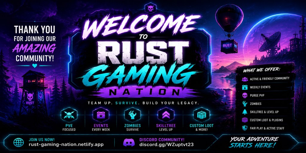 RustGamingNation 5x PvE [Events|Purge|Zombies|SkillTree]