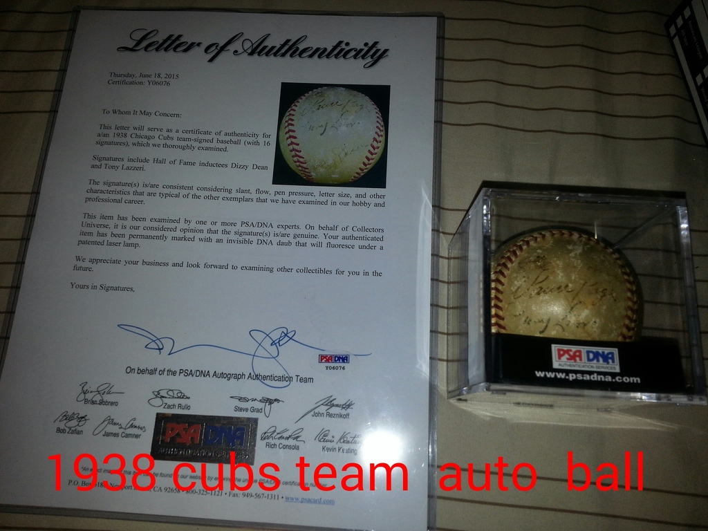 1938 cubs team auto ball