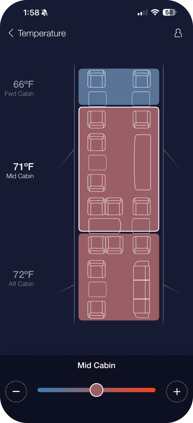 Temperature control screen