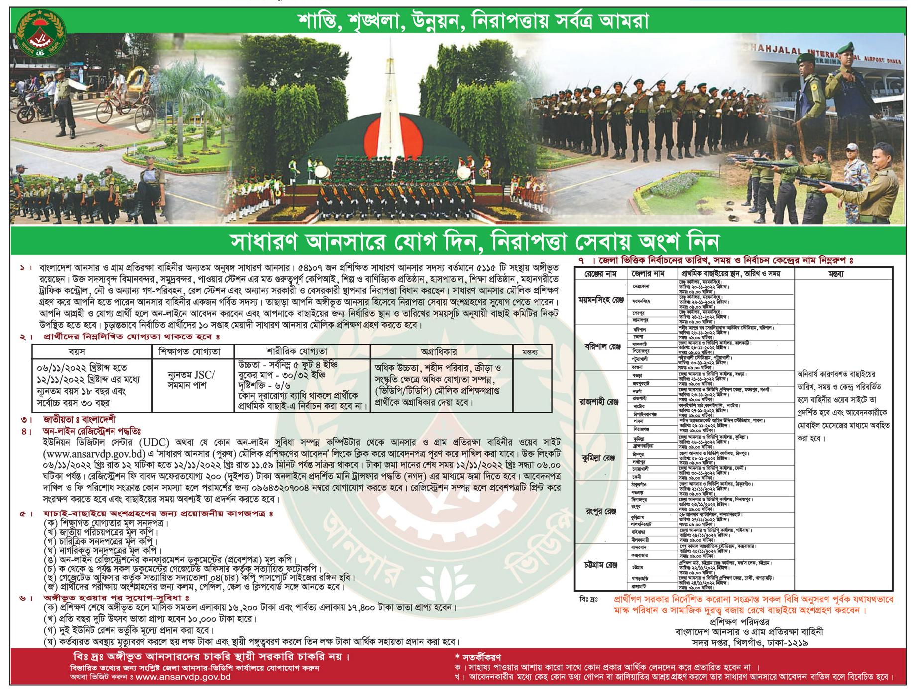 Sadharan Ansar Job Circular 2022