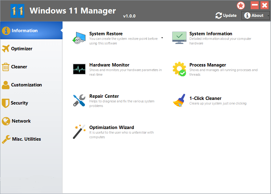 Yamicsoft Windows 11 Manager 1.0.0