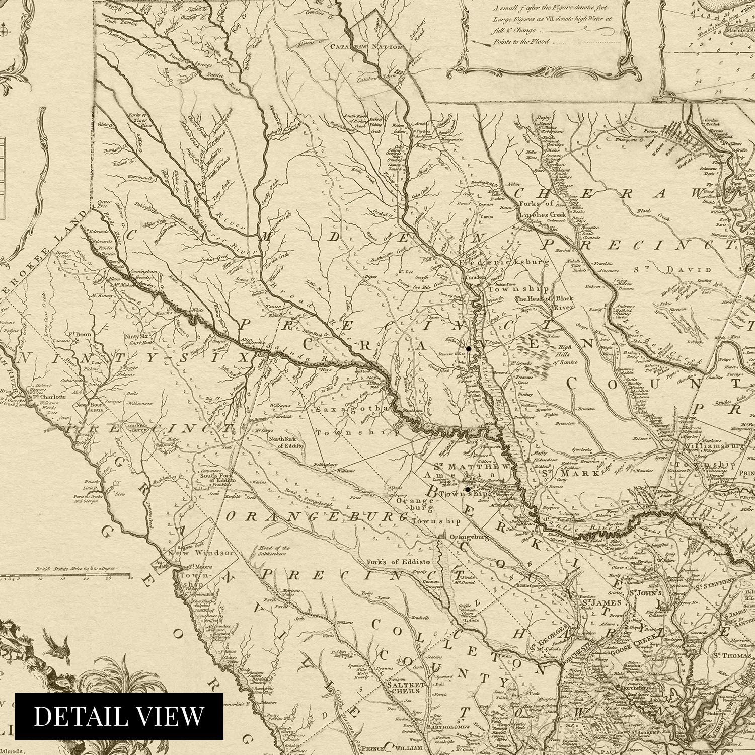 1773 Map of South Carolina - Vintage South Carolina USA Wall Art Poster Print - Picture 12 of 24
