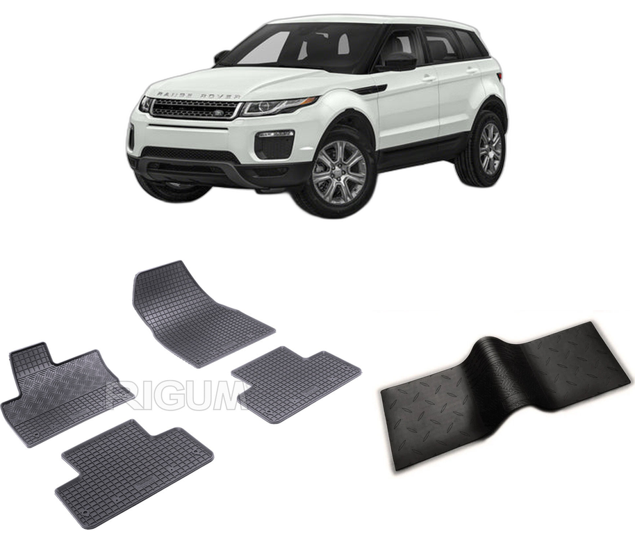 Set covorase auto LAND ROVER RANGE ROVER EVOQUE I din 07.2011-03.2019, cu covoras tunel median, CAROSERIE SUV, Presuri cauciuc 100%, compatibil cu autoturismul LAND ROVER RANGE ROVER EVOQUE I, Rigum