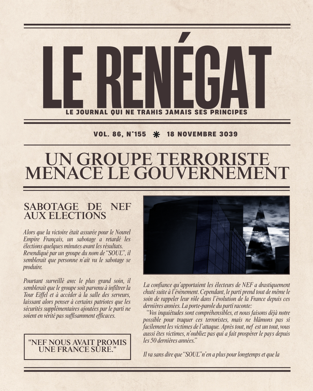 Le renégat (18/11/3039)