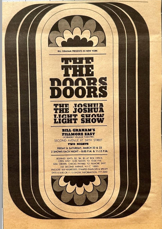 New York City NY :: Fillmore East March 1968 | TheDoors4Scorpywag