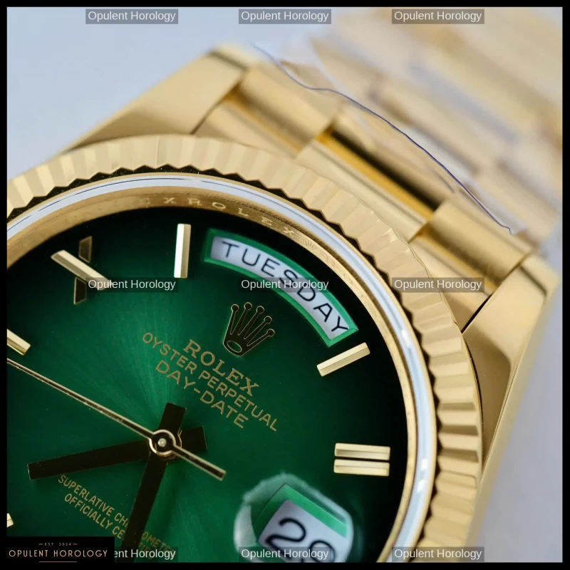 Rolex Day-Date 40 Ombre Green Dial Gold Plated President Automatic
