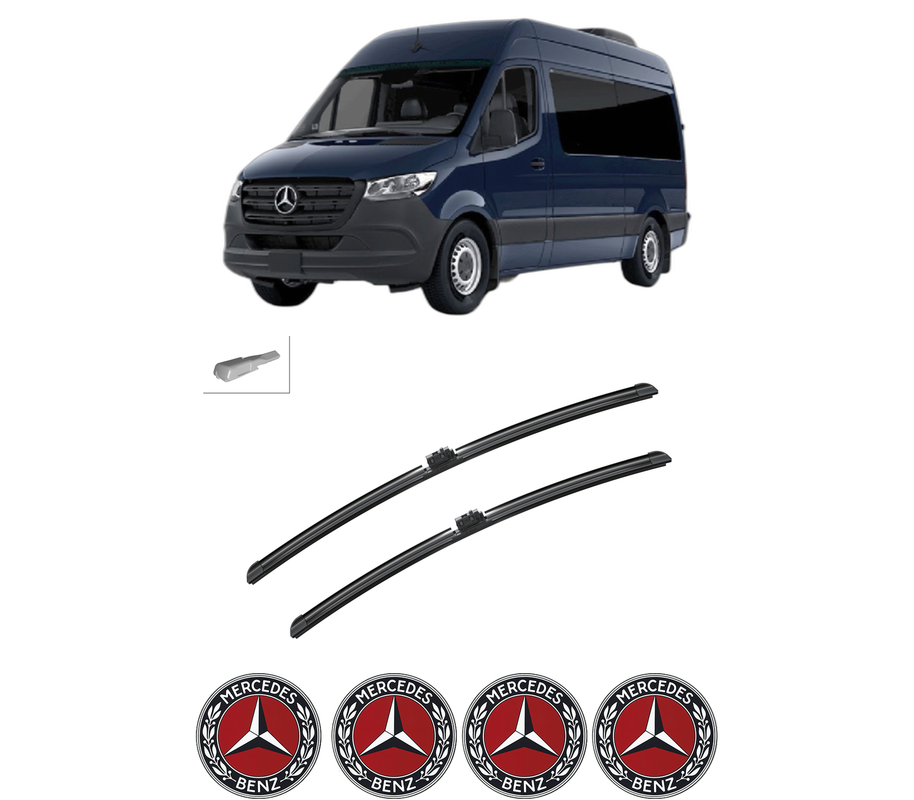 Set stergatoare auto MERCEDES-BENZ SPRINTER 3,5-t Van (B907, B910) din 2018-2025, pentru parbriz auto, 2 bucati, Bosch Aerotwin, din cauciuc siliconat rezistent, 4 Stickere Auto MERCEDES-BENZ