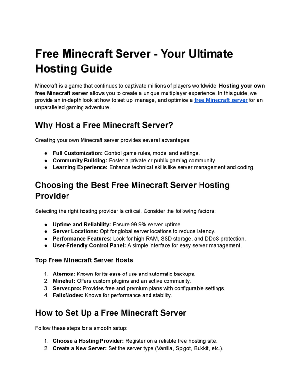 free minecraft server
