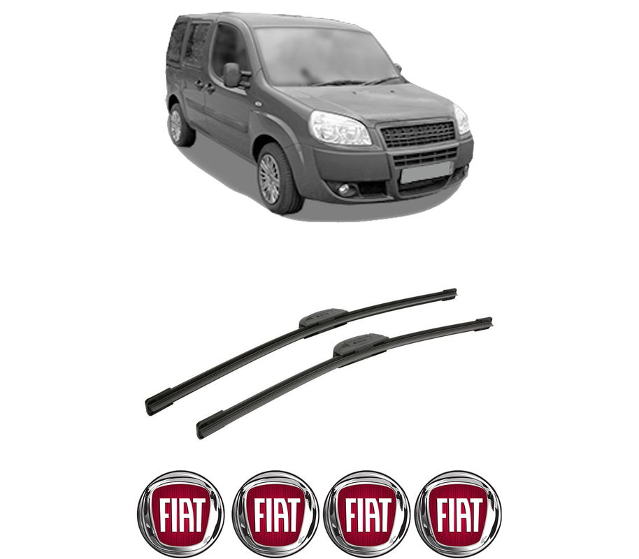Set stergatoare auto FIAT DOBLO MPV (119_, 223_) din 2001-2009, pentru parbriz auto, 2 bucati, Bosch Aerotwin Retrofit, din cauciuc siliconat rezistent, 4 Stickere Auto FIAT