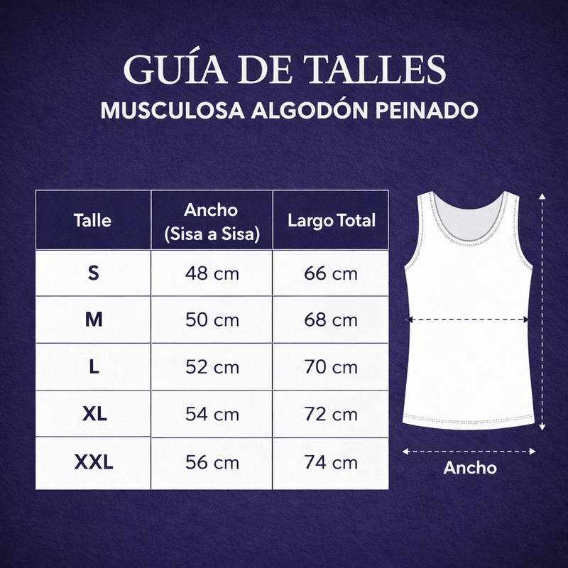 Tabla de talles Musculosas Algod&oacute;n