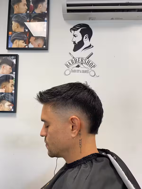 Client receiving a haircut