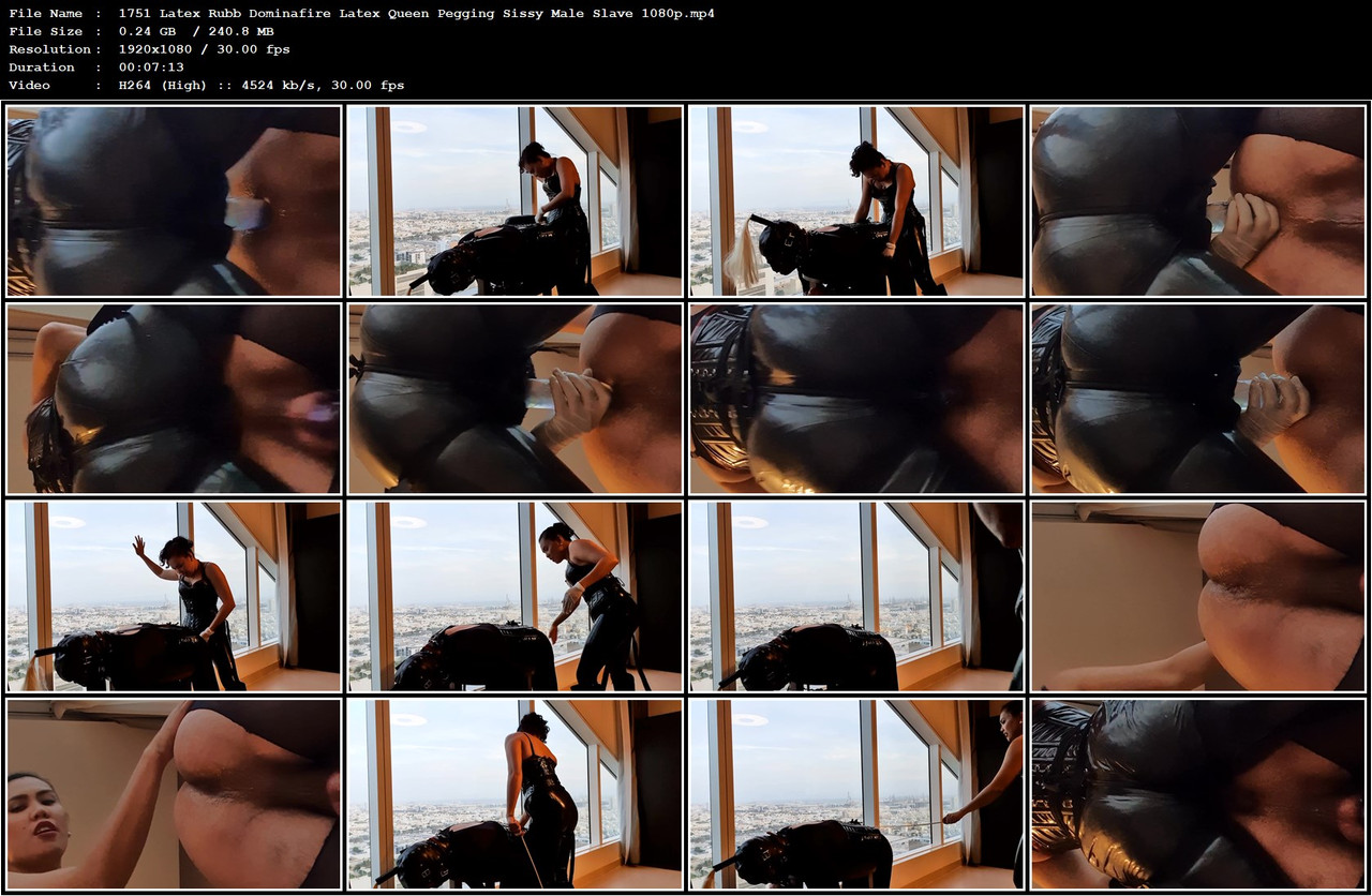 1751 Latex Rubb Dominafire Latex Queen Pegging Sissy Male Slave 1080p mp4