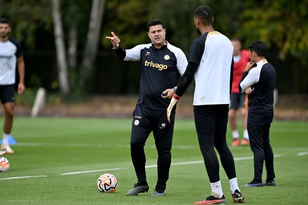 Mauricio Pochettino of Chelsea during a training session at Chelsea