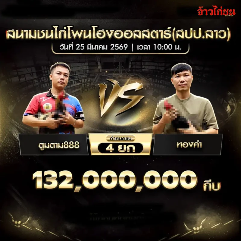 โปรแกรมไก่ชน คู่ตูมตาม888 พบ ทองคำ สนามชนไก่โพนโฮงออลสตาร์
