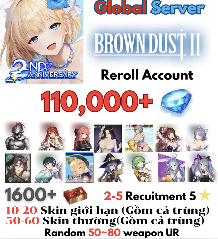 [Global]  Browndust 2 Reroll Account Gói Reroll Đặc Biệt 