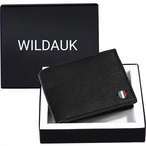 WILDAUK Men Casual, Evening/Party, Formal, Travel, Trendy Black Artificial Leather Wallet (3 Card Slots).(W108)