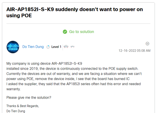 Ausfall CISCO AP1852i