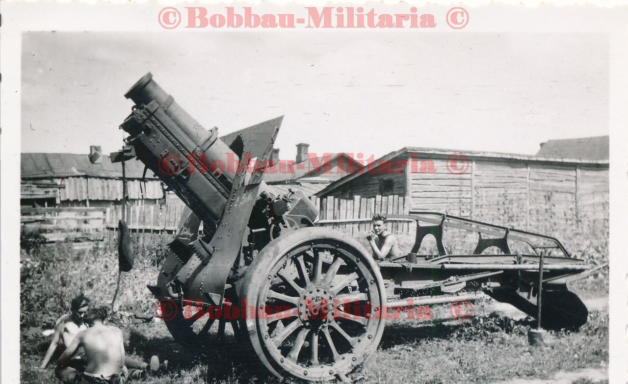 Foto Russland Wehrmacht französische Schneider 155mm C17S Beute Haubitze