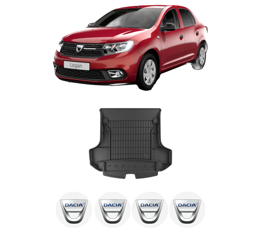 Tavita Portbagaj DACIA LOGAN II din 2012-2020, Protectie Portbagaj Auto, 4x Stickere auto cu DACIA