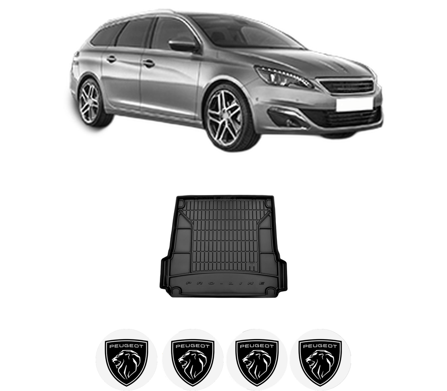 Tavita Portbagaj PEUGEOT 308 SW II (LC_, LJ_, LR_, LX_, L4_) din 2014-2021, Protectie Portbagaj Auto, 4x Stickere auto cu PEUGEOT
