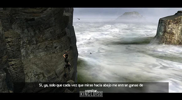 Lara escalando una montaña cerca de las ruinas de Tiahuanaco. Lara Croft escalando una montaña cerca de la antigua civilización de Tiahuanaco en Bolivia