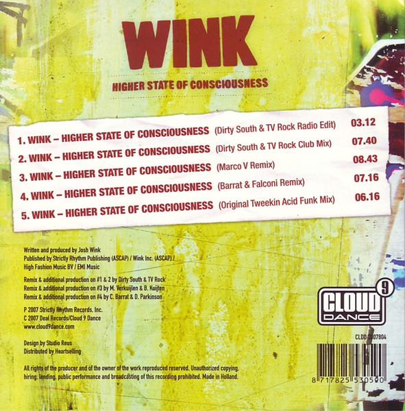 19/02/2023 - Wink – Higher State Of Consciousness (CD, Maxi-Single, Cardboard Sleeve)(Cloud 9 Dance – CLDD 2007804)  2007 R-1087566-1191260284