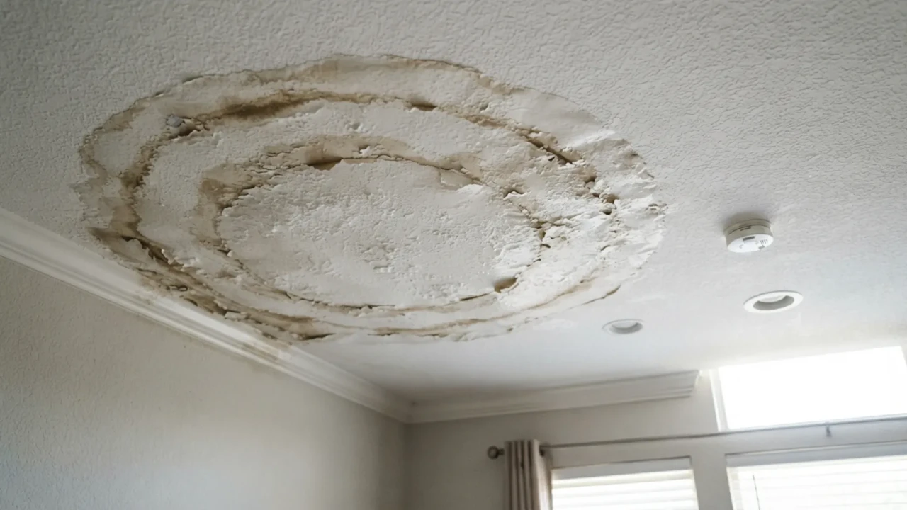 Water stain on ceiling from roof leak San Antonio home