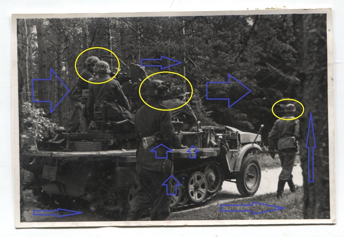 FOTO Panzer Halbkette Flakgeschütz in Wald Stellung (2)