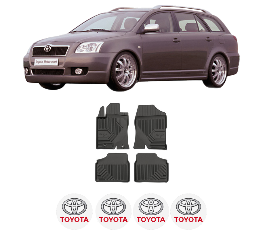 Set covorase presuri TOYOTA AVENSIS Estate (_T25_) din 2003-2008, auto, din cauciuc thermoplastic, 4 Stickere auto cu TOYOTA