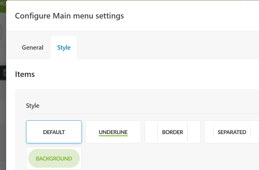 menu item style