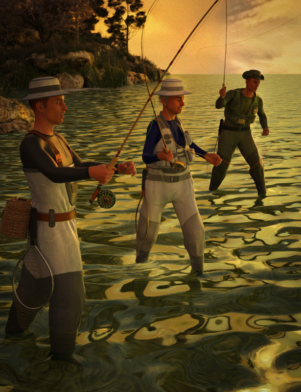 Fly Fishing Poses for Genesis 8 Males