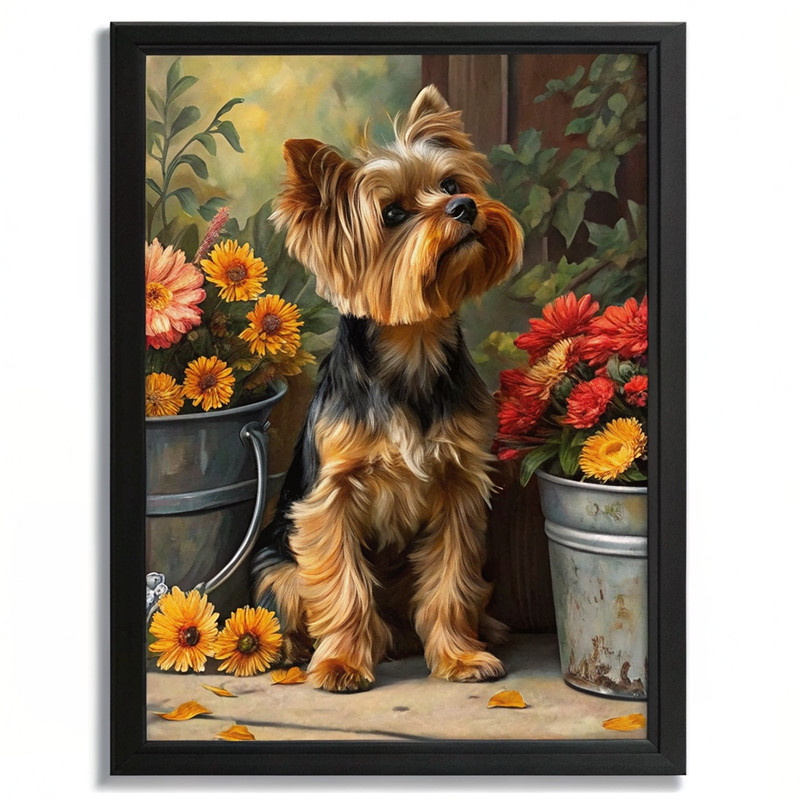 Yorkshire Terrier Art Print Floral Wall Art Dog Lover s Decor Yorkie Dog Gift