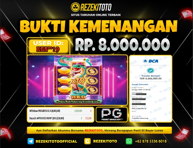 BUKTI KEMENANGAN 25 AGUSTUS 2025 FORTUNE SNAKE 8 JUTA 