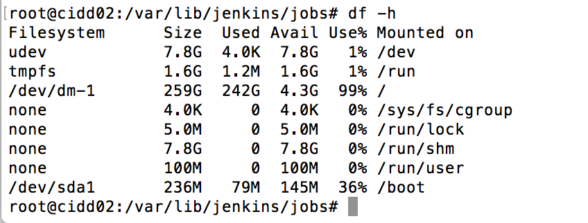 242 GB occupied out of 259GB